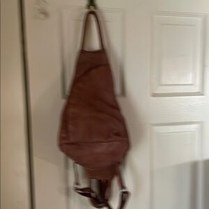Free People Brown Leather Backpack with Slouchy Design